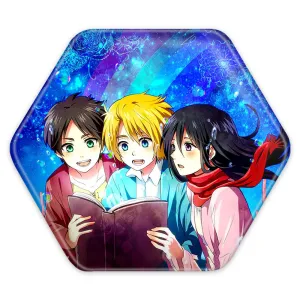 پیکسل شش ضلعی ارن و میکاسا و آرمین انیمه اتک آن تایتان Attack on Titan