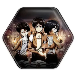 پیکسل شش ضلعی ارن و میکاسا و لیوای انیمه اتک آن تایتان Attack on Titan