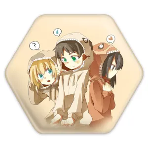 پیکسل شش ضلعی آرمین و میکاسا و ارن انیمه اتک آن تایتان Attack on Titan