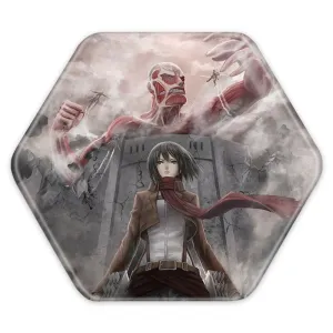 پیکسل شش ضلعی میکاسا و تایتان غول آسا انیمه اتک آن تایتان Attack on Titan