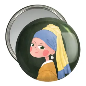 آینه جیبی دختری با گوشواره مروارید