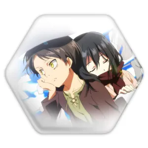 پیکسل شش ضلعی میکاسا و ارن انیمه اتک آن تایتان Attack on Titan