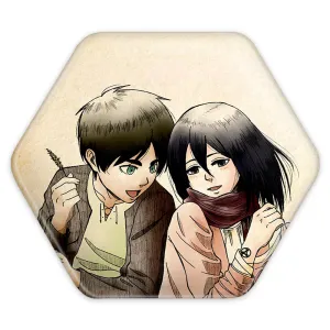 پیکسل شش ضلعی ارن و میکاسا انیمه اتک آن تایتان Attack on Titan