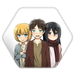 پیکسل شش ضلعی ارن و میکاسا و ارمین انیمه اتک آن تایتان Attack on Titan