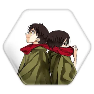پیکسل شش ضلعی ارن و میکاسا انیمه اتک آن تایتان Attack on Titan
