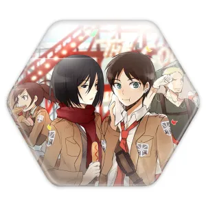 پیکسل شش ضلعی ارن و میکاسا انیمه اتک آن تایتان Attack on Titan