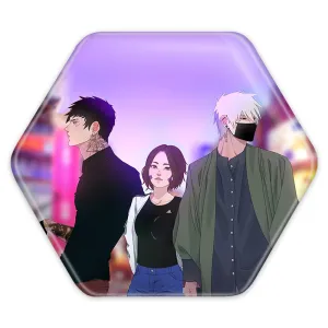 پیکسل شش ضلعی کاکاشی و رین و اوبیتو انیمه ناروتو Naruto