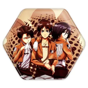پیکسل شش ضلعی میکاسا و ارن و لیوای انیمه اتک آن تایتان Attack on Titan