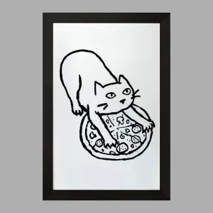 تابلو گربه و پیتزا