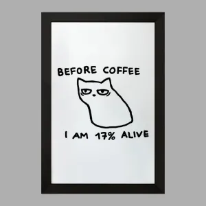تابلو گربه و قهوه