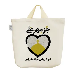 ساک خرید پارچه ای جز مهر علی در دل من خانه ندارد