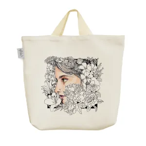 ساک خرید پارچه ای دختر و گل