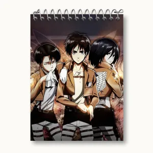 دفتر یادداشت ارن و میکاسا و لیوای انیمه اتک آن تایتان Attack on Titan