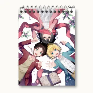 دفتر یادداشت میکاسا و ارن و ارمین انیمه اتک آن تایتان Attack on Titan