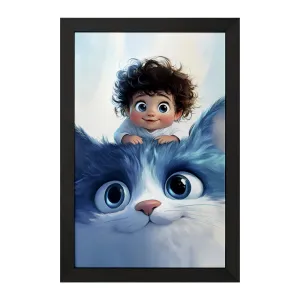 تابلو گربه و پسر کیوت