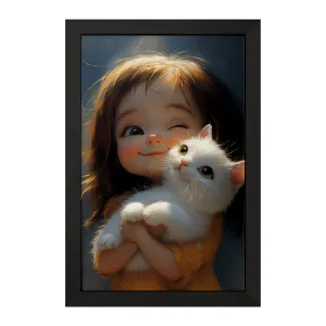 تابلو گربه و دختر کیوت