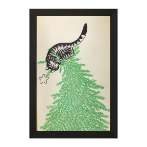 تابلو گربه و درخت کریسمس