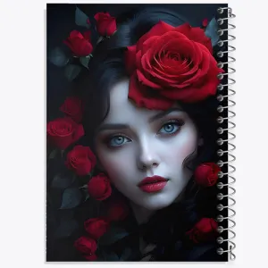 دفتر دختر و گل رز قرمز