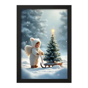 تابلو فرشته و درخت کریسمس