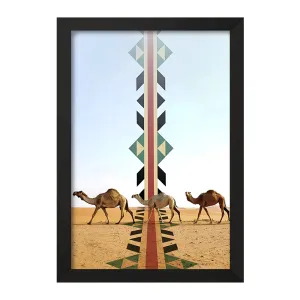 تابلو شتر و بیابان
