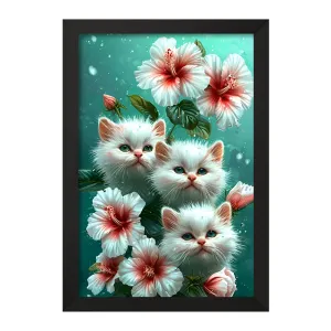 تابلو گربه و گل