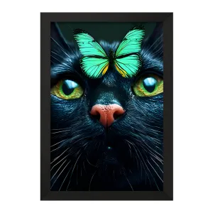 تابلو گربه سیاه و پروانه