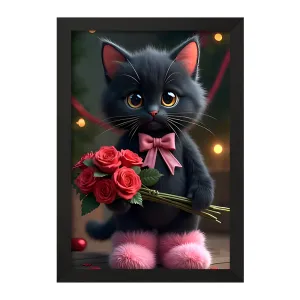 تابلو گربه سیاه بامزه