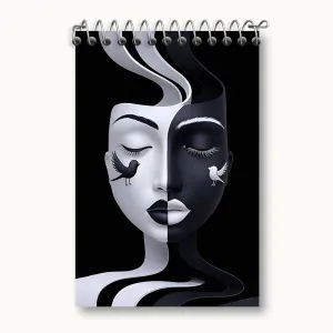 دفتر یادداشت دختر سیاه و سفید