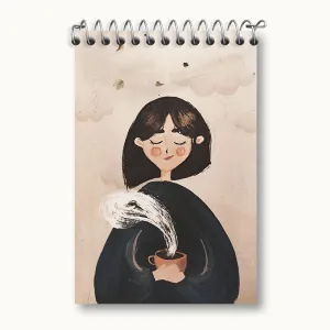 دفتر یادداشت دختر و فنجان چای