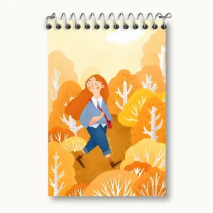 دفتر یادداشت دختر و جنگل پاییزی