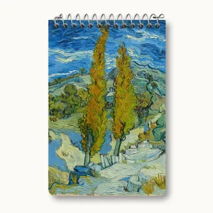 دفتر یادداشت نقاشی دو صنوبر در آلپیل نزدیک سن رمی اثر ونسان ونگوگ