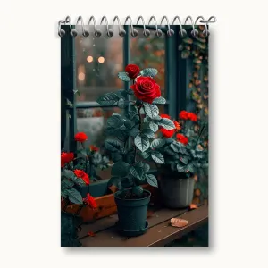 دفتر یادداشت گلدان گل رز