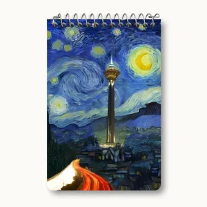 دفتر یادداشت برج میلاد در شب پر ستاره