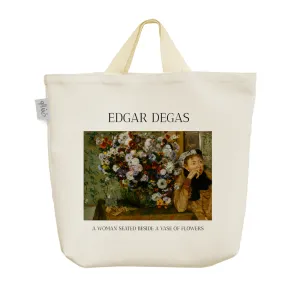 ساک خرید پارچه ای زن و گل های داوودی ادگار دگا